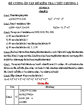 Đề cương ôn tập kiểm tra một tiết Số học lớp 6 (Bài số 2)